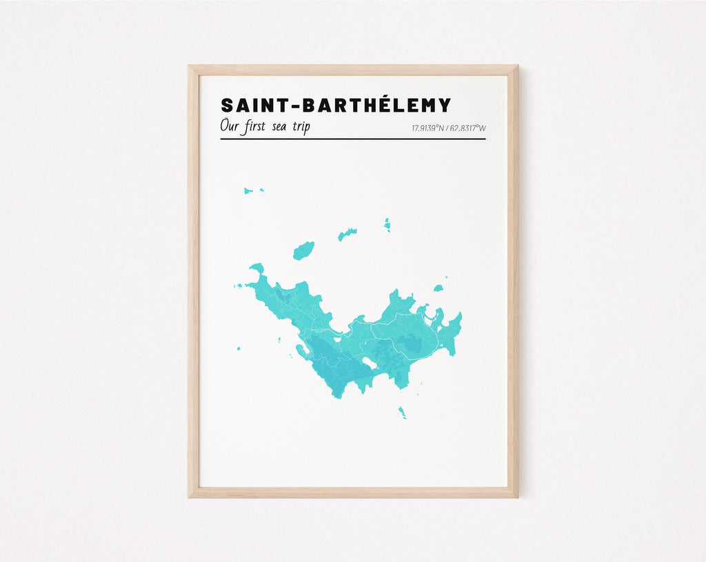 City map of Saint-Barthélemy, France - romantic poster and gift - Mappora