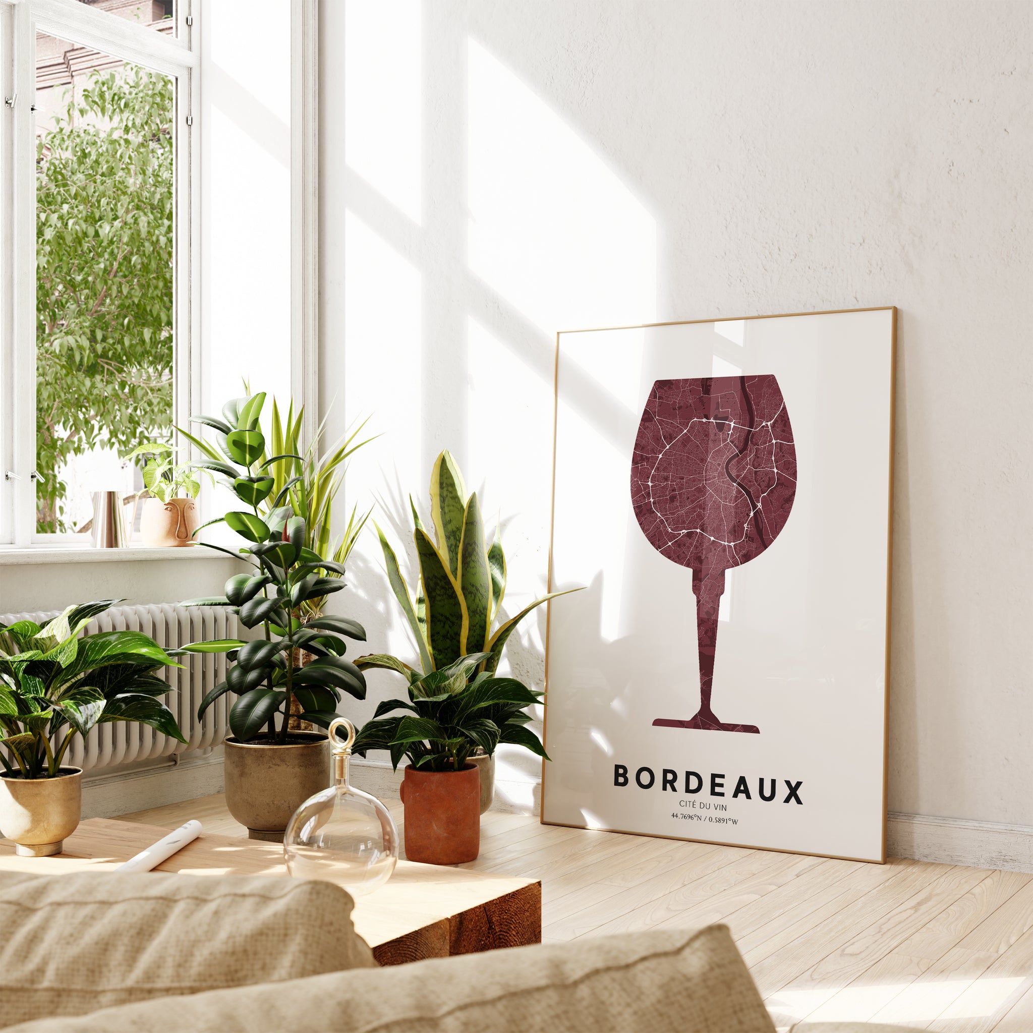 BORDEAUX - City map poster in a wine glass - Mappora