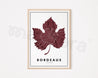 city map poster of bordeaux in a vine leaf